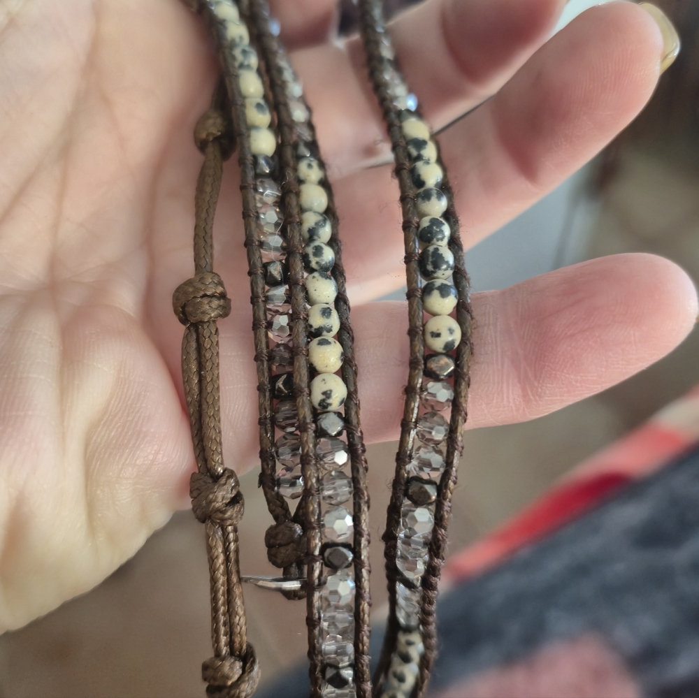 Brown and Cream Beaded Bracelet